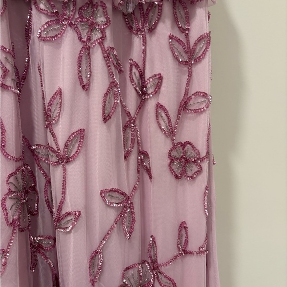 Adrianna Papell Blouson Mermaid Gown with Jasmine Beading in Pink Lace - Picture 3 of 11